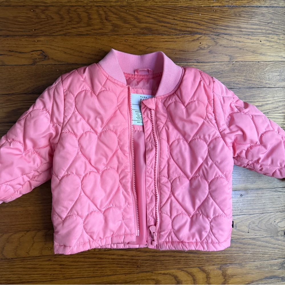 Baby Gap Pink Quilted Heart Kids Jacket Size 18-24 M